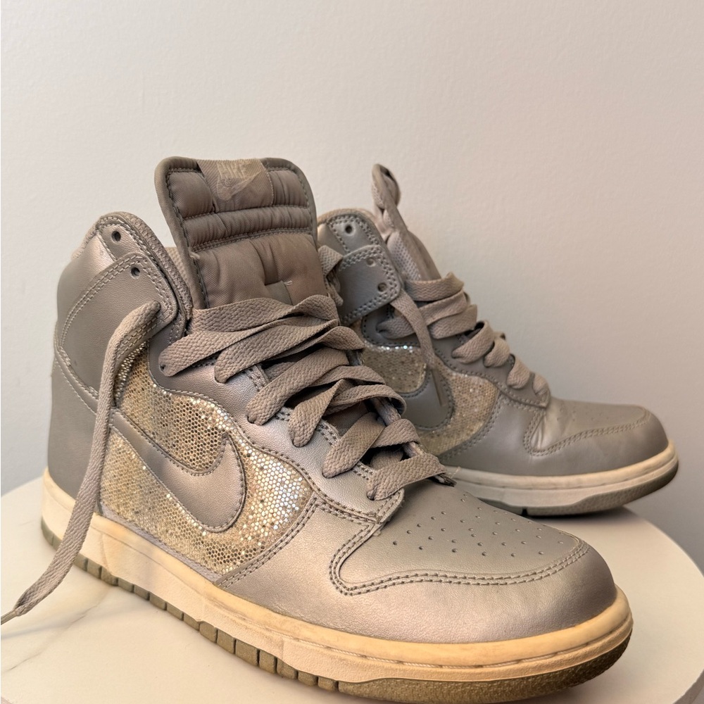 Nike Dunk High Silver Glitter Sneakers 8.5 (Women’s)